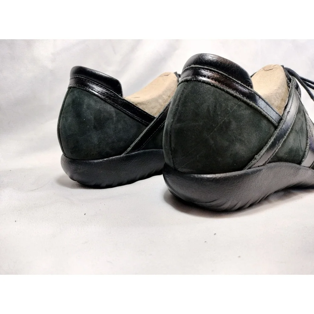 Naot Timu Black Suede Patent Leather Lace Up Ghillie Flats - Picture 3 of 5